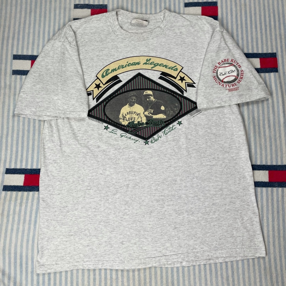 Vintage Babe Ruth Lou Gehrig baseball tee shirt